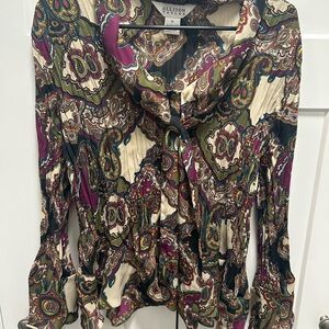 Allison Taylor Purple and Green Paisley Blouse